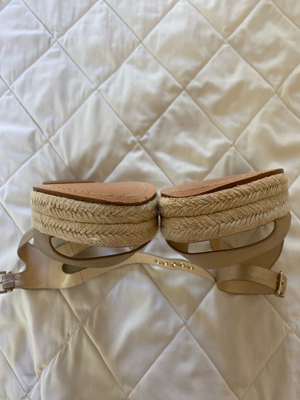 Vince Camuto Metallic Gold Leather Wedge Sandals - Picture 4 of 6
